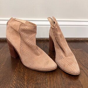 Steve Madden Beige Perforated Ankle Booties